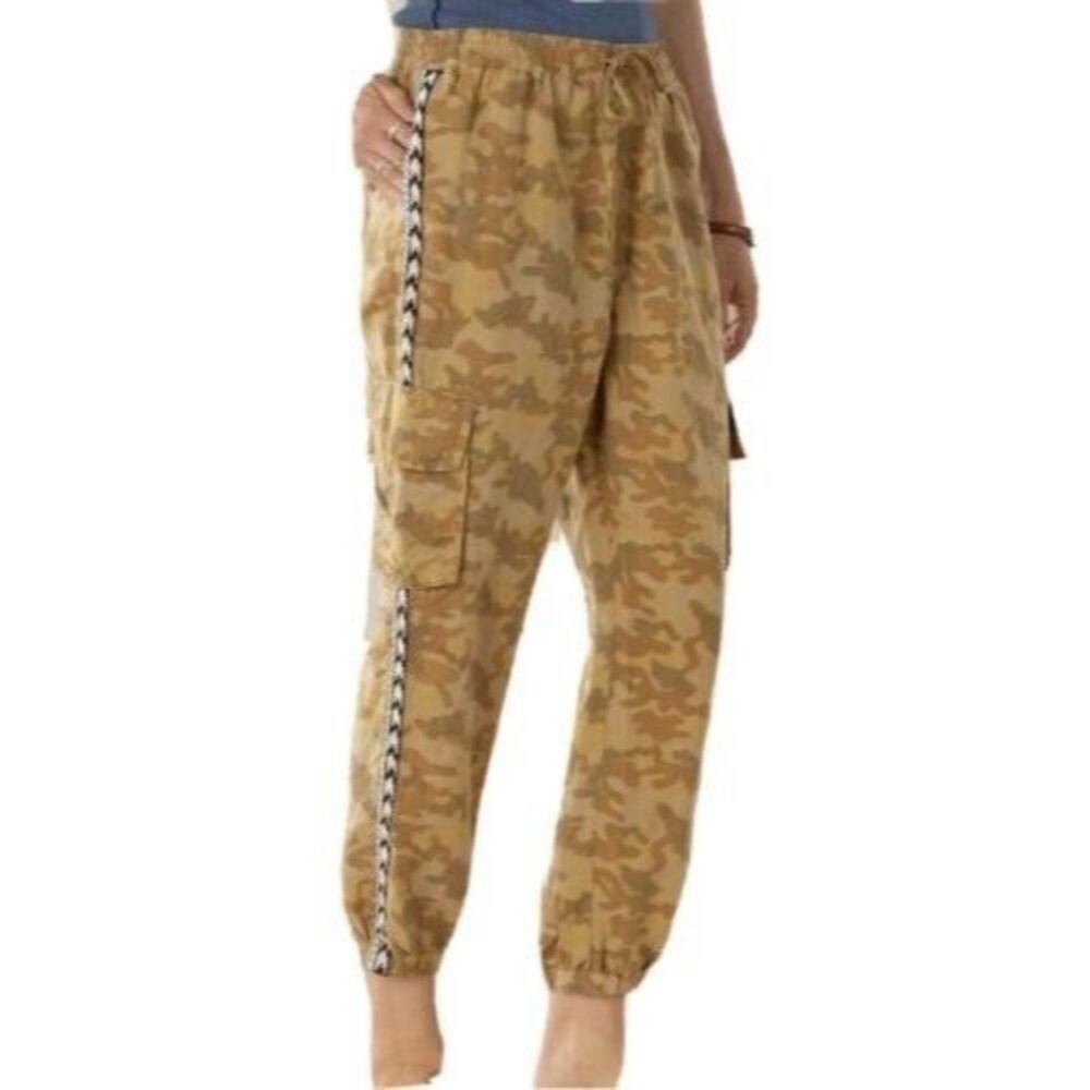 Sundance‎ Catalog Gold Linen Blend Constas Cargo Jogger Pants Women Size M - Picture 13 of 14